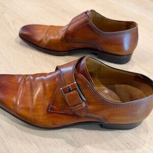 Magnanni Men's Single Monk Strap Leather Dress Shoes - Brown size 12